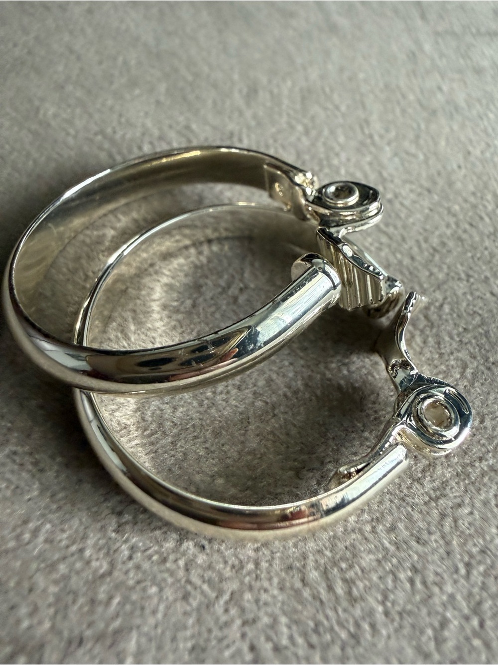 Polished Silver Hoop Earrings - Shiny Silver Finish